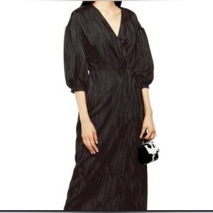 Topshop Black Ruched Wrap Gown